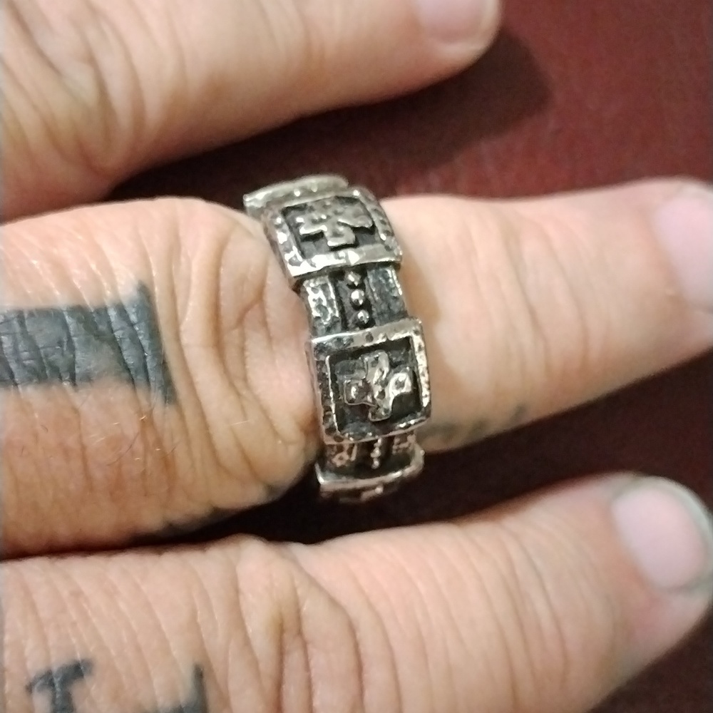 Mens cross ring stainless steel